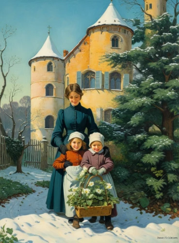 christmas scene,hildebrandt,mother with children,village scene,the mother and children,parents with children,gruenbaum,snow scene,mother and children,christmas landscape,the occasion of christmas,picking vegetables in early spring,children's christmas,friedrich,agricultural scene,ansted,eckersberg,figli,blagovest,koestenbaum,Illustration,American Style,American Style 15