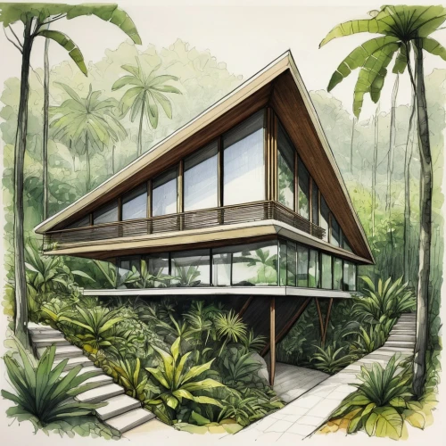 tropical house,mid century house,glasshouse,palm house,frame house,nainoa,conservatories,habitational,stilt house,sketchup,forest house,garden elevation,modern house,holiday villa,tropical greens,neutra,dunes house,greenhouse cover,conservatory,house drawing,Conceptual Art,Daily,Daily 02