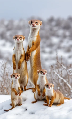 mustelids,stoats,disneynature,chipmunks,winter animals,weasels,meerkats,christmas animals,mustelidae,carol singers,cricetidae,family photo shoot,family outing,ferrets,carolers,cute animals,madagascans,harmonious family,prairie dogs,correlatives,Photography,General,Realistic