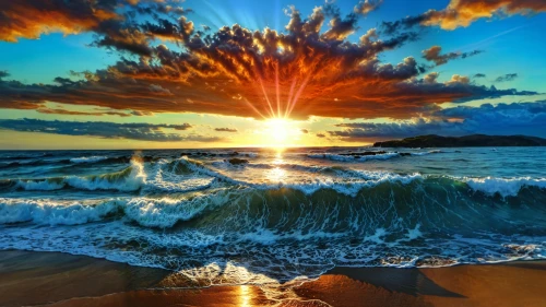 sun and sea,sun reflection,sun burst,god rays,sea water splash,sunrays,sunrise beach,sunburst,sun rays,golden sun,rays of the sun,tramonto,seascape,sunburst background,splendid colors,full hd wallpaper,sun ray,beautiful beach,ocean waves,ocean background