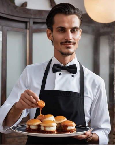 profiteroles,waiter,catering service bern,restaurants online,headwaiter,eggs benedict,busboy,tiramisu signs,men chef,pastry chef,dorayaki,hamburger set,restauranteur,small pancakes,meringues,demetre,foodservice,gastronomy,gastronomique,caterers,Photography,General,Realistic