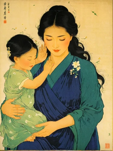 ukiyoe,maternal,uemura,mother with children,little girl and mother,mother and infant,guosen,mother and children,mother kiss,oriental painting,zhubin,cool woodblock images,arhats,breastfeeding,mother,utagawa,yiping,cassatt,rongfeng,japanese art,Illustration,Japanese style,Japanese Style 21