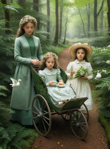 edwardians,edwardian,the victorian era,kate greenaway,dolls pram,water-leaf family,vintage children,colorization,foremothers,victorianism,stepmother,nannies,victorian style,mother with children,countesses,unthanks,victorians,autochrome,milkmaids,mother and children,Illustration,American Style,American Style 15