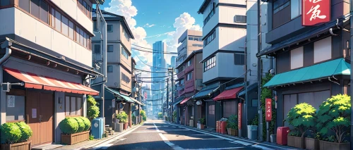 alleyway,alley,sidestreet,cloudstreet,narrow street,azabu,shopping street,akiba,honolulu,shinjuku,kyoto,alleyways,meguro,microdistrict,akihabara,street canyon,street,neighborhood,shimbashi,tokyo city,Anime,Anime,Realistic