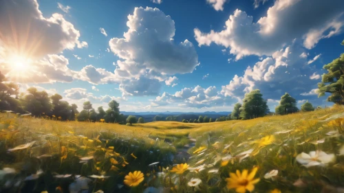 meadow landscape,summer meadow,mountain meadow,meadow,alpine meadow,dandelion meadow,spring meadow,nature background,flowering meadow,dandelion field,meadow and forest,landscape background,blooming field,small meadow,flower meadow,salt meadow landscape,nature wallpaper,windows wallpaper,flower field,sunrays,Photography,General,Fantasy