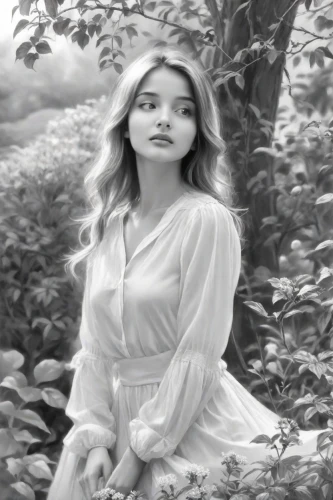 margairaz,moretz,digital painting,dalida,yogananda,portrait background,romantic portrait,bardot,girl in the garden,world digital painting,shipka,photo painting,margaery,dilek,diwata,biljana,nurhaliza,black and white photo,galadriel,delaurentis,Digital Art,Pencil Sketch