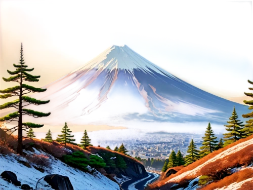 mountain scene,mountain landscape,landscape background,mountainous landscape,japanese mountains,snow mountain,mountain slope,mount fuji,mountain world,fuji mountain,snow landscape,alpine landscape,mount hood,winter background,mountain,nature background,mountain peak,world digital painting,snow mountains,snow slope,Illustration,Retro,Retro 12