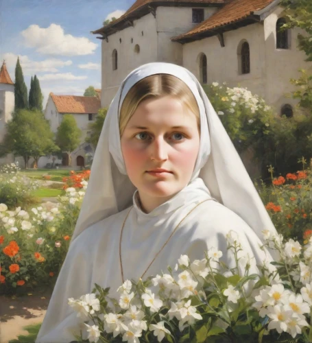 bouguereau,medjugorje,foundress,the prophet mary,lacordaire,novitiate,postulant,saint therese of lisieux,nunsense,mozzetta,mediatrix,primavera,magdalene,fraulein,mary 1,girl in the garden,flower of the passion,canoness,boniva,franciszka,Digital Art,Impressionism