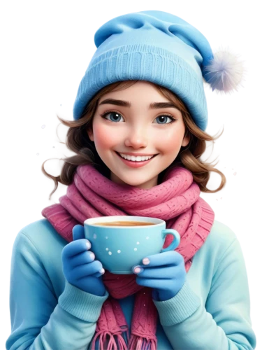 cup of cocoa,woman drinking coffee,winter background,coffee tea illustration,winter drink,cute cartoon image,winterblueher,cuppa,girl with cereal bowl,cute cartoon character,cappuccinos,a cup of tea,elsa,frostbitten,coffee background,peppermint tea,cup of tea,teacup,ssx,cappucino,Art,Classical Oil Painting,Classical Oil Painting 06