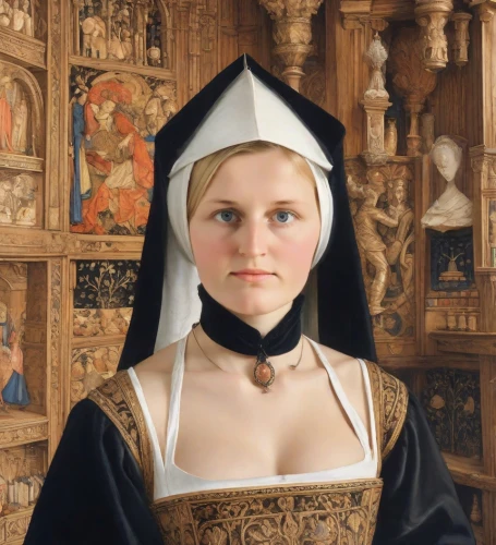 nunsense,clergywoman,scholastica,canoness,portrait of christi,abbess,gothic portrait,noblewomen,eadwig,foundress,postulant,miniaturist,prioress,nun,hildegard,carolingian,the nun,morgause,tudor,noblewoman,Digital Art,Comic