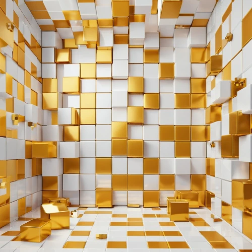 gold wall,honeycomb grid,menger sponge,cube background,cubes,cubic,cube surface,voxels,glass blocks,yellow wallpaper,building honeycomb,gold spangle,hypercubes,hypercube,wall,square pattern,voxel,gradient mesh,square background,pixel cube,Photography,General,Realistic