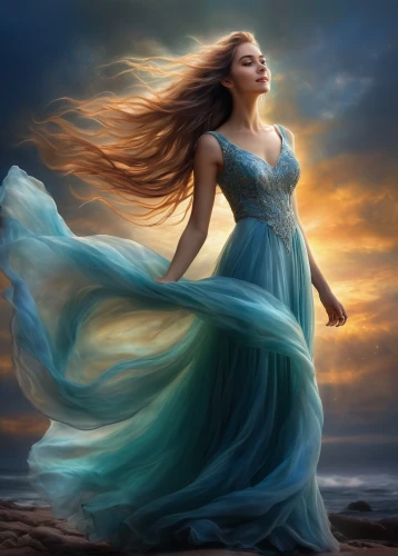 celtic woman,riverdance,the wind from the sea,fantasy picture,girl in a long dress,little girl in wind,amphitrite,gracefulness,margaery,windswept,windblown,mystical portrait of a girl,blue enchantress,enchantment,fantasy art,sirene,fathom,forwardly,eurythmy,whirling,Conceptual Art,Daily,Daily 32