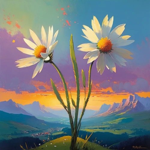 australian daisies,marguerite daisy,african daisies,daisies,margueritte,daisy flowers,flower painting,sun daisies,coneflowers,white daisies,flower illustrative,blue daisies,barberton daisies,marguerite,flower in sunset,leucanthemum,daisy flower,flower art,oxeye daisy,white cosmos,Conceptual Art,Sci-Fi,Sci-Fi 22