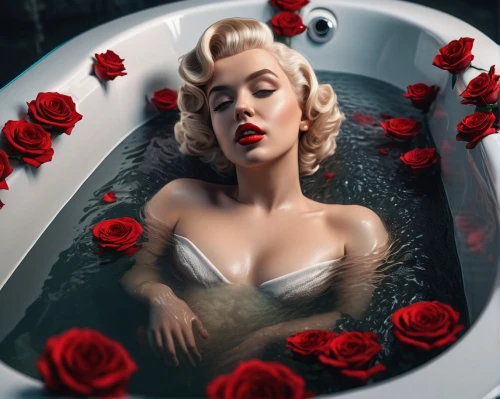 the girl in the bathtub,valentine day's pin up,marylin monroe,valentine pin up,marylin,bathtub,marilynne,marilyn monroe,the blonde in the river,reductive,bathwater,marylyn monroe - female,marilyng,red roses,red lips,marilyns,red rose,marilyn,madonna,bathtubs,Photography,General,Sci-Fi