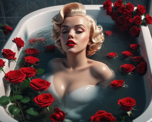 the girl in the bathtub,valentine day's pin up,valentine pin up,bathtub,marylin monroe,marylin,red roses,bathwater,marilynne,red rose,marilyn monroe,rose petals,scent of roses,reductive,with roses,bathtubs,marilyng,marylyn monroe - female,roses,madonna,Photography,General,Sci-Fi