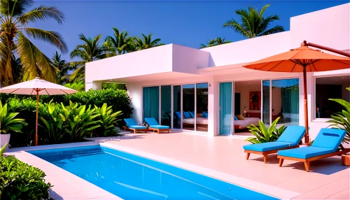 tropical house,holiday villa,3d rendering,pool house,3d render,beach house,render,bungalows,beachhouse,mustique,palmilla,cabana,dreamhouse,cabanas,renders,luxury property,3d rendered,mid century house,paradisus,beach resort,Illustration,Japanese style,Japanese Style 01