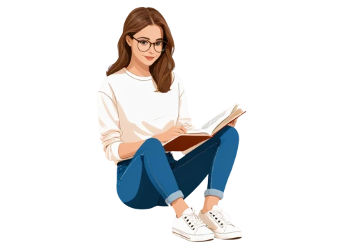 girl studying,bookworm,reading,study,girl drawing,reading glasses,bibliophile,librarian,author,lectura,read a book,bookstar,relaxing reading,digital painting,readers,reader,bookish,little girl reading,nonreaders,studious,Illustration,Black and White,Black and White 04