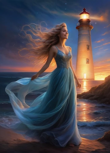 lighthouse,celtic woman,light house,phare,lighthouses,electric lighthouse,guiding light,amphitrite,fantasy picture,fathom,atlantica,petit minou lighthouse,the sea maid,lightkeeper,the wind from the sea,fantasy art,light of night,riverdance,ariadne,nightdress,Conceptual Art,Daily,Daily 32