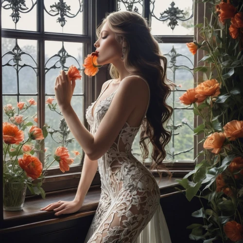 bridal gown,bridal dress,wedding dress,wedding gown,beautiful girl with flowers,wedding dresses,elegante,bridal,blonde in wedding dress,romantic portrait,ballgown,habanera,kleinfeld,orange roses,girl in flowers,elegance,romantic look,girl in a long dress,wedding photo,sposa,Photography,Fashion Photography,Fashion Photography 05