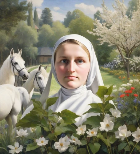 bouguereau,saint therese of lisieux,lacordaire,timoshenko,tymoshenko,the prophet mary,lilly of the valley,joan of arc,lily of the field,schoenstatt,fatima,a white horse,lily of the desert,lipizzaners,foundress,salzgeber,franz winterhalter,bornholmer margeriten,urantia,angel moroni,Digital Art,Impressionism