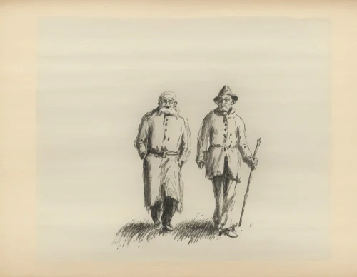 excursionists,vintage drawing,lithograph,elderly couple,draughtsmen,churchill and roosevelt,dwiggins,laurel and hardy sculptures,toffs,vaudevillians,footmen,mezzotints,two people,tailors,man and boy,chasseurs,steinlen,eddowes,zouaves,gamekeepers,Illustration,Black and White,Black and White 23