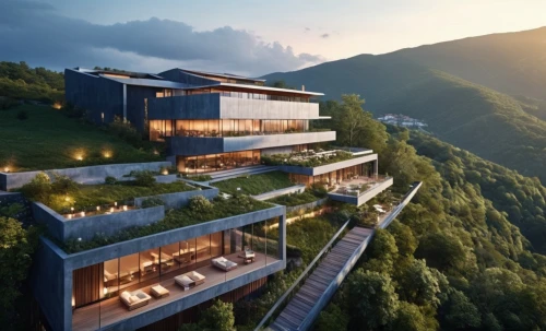 house in the mountains,house in mountains,snohetta,modern house,dilijan,lefay,modern architecture,luxury property,hillside,building valley,dunes house,hadid,mountainside,danyang eight scenic,alpine style,holiday villa,terraces,beautiful home,swiss house,sochi,Photography,General,Realistic