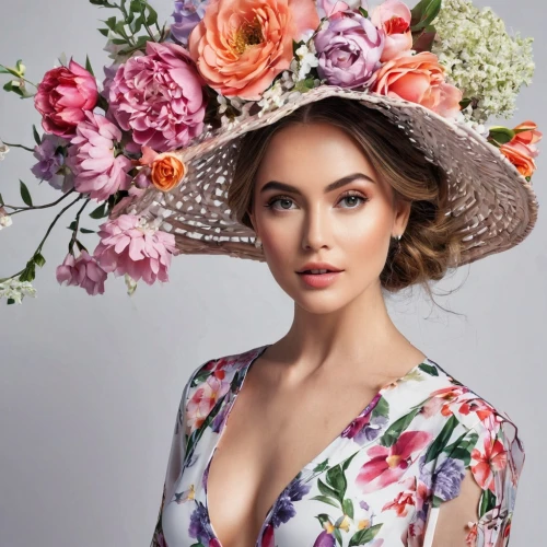 flower hat,vintage floral,vintage flowers,beautiful girl with flowers,spring crown,floral,millinery,ladies hat,colorful floral,girl in flowers,flowery,beautiful bonnet,women's hat,flower basket,milliner,floral wreath,womans seaside hat,the hat of the woman,woman's hat,flower stand,Photography,Artistic Photography,Artistic Photography 15