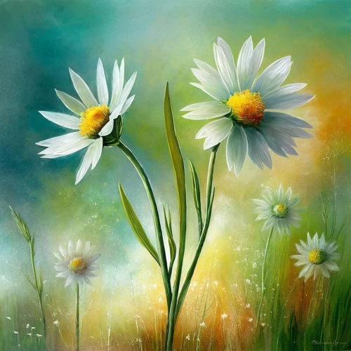 flower painting,white daisies,daisy flowers,daisies,margueritte,marguerite daisy,australian daisies,sun daisies,oxeye daisy,african daisies,blue daisies,daisy flower,flower art,barberton daisies,marguerite,meadow daisy,leucanthemum,splendor of flowers,flower illustrative,meadow flowers,Conceptual Art,Daily,Daily 32