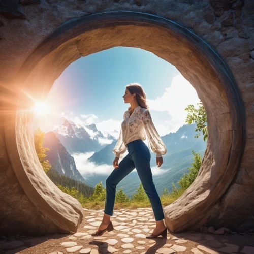 image manipulation,divine healing energy,semi circle arch,tunneled,woman at the well,photo manipulation,mediumship,envisioneering,photoshop manipulation,fantasy picture,istock,tunneling,heaven gate,creative background,lindsey stirling,portals,photographic background,compositing,empty tomb,jeans background,Photography,General,Realistic