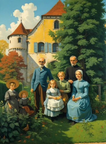 agricultural scene,village scene,parents with children,eckersberg,boteler,zuercher,fleischmanns,emigrants,estonians,walheim,beyeler,koestenbaum,parents and children,dingemans,hartenstein,heuvelmans,vulkaneifel,church painting,orphanage,the garden society of gothenburg,Illustration,American Style,American Style 15