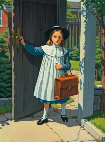 schoolmarm,evacuee,mailman,pedagogue,nelisse,mailmen,pilgrim,girl with bread-and-butter,bellboy,postman,pietist,canvasser,puritan,pinocchio,mennonite,bellhops,newsboy,innkeeper,schierholtz,gretl,Illustration,American Style,American Style 15