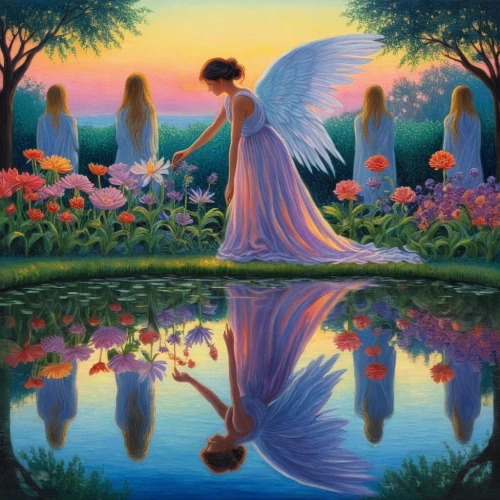 dubbeldam,anjo,fantasy picture,lachapelle,angel,angel wings,hildebrandt,fallen angel,angel lanterns,angel's tears,angel trumpets,angel's trumpets,angels,angel playing the harp,oil painting on canvas,fantasy art,serenata,mourning swan,angel wing,garden of eden,Conceptual Art,Daily,Daily 31