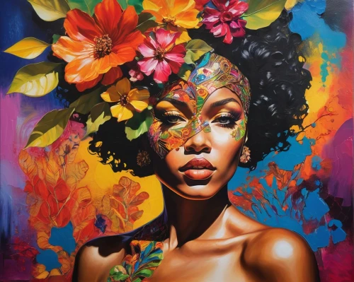 afrocentric,oil painting on canvas,girl in flowers,afrocentrism,afro american girls,oshun,flower painting,boho art,african american woman,afrotropic,amerykah,afroasiatic,bohemian art,african woman,flower art,beautiful african american women,afro american,afrotropical,boho art style,art painting,Photography,Artistic Photography,Artistic Photography 08
