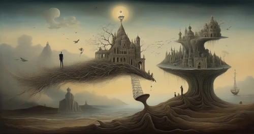 fantasy picture,fantasy art,surrealism,hastula,hastur,surrealist,imaginarium,fantasy landscape,surrealistic,spires,fantasy city,sci fiction illustration,3d fantasy,lovecraftian,imaginacion,dreamland,dreamscapes,otherworld,surrealists,fantasy world,Illustration,Realistic Fantasy,Realistic Fantasy 40