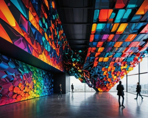 color wall,colorful glass,kaleidoscape,futuristic art museum,colorful facade,colorful light,vivid sydney,ngv,art gallery,colorful city,kaleidoscope art,glass wall,hall of nations,public art,technicolour,macba,colorama,galleria,kunsthal,light of art