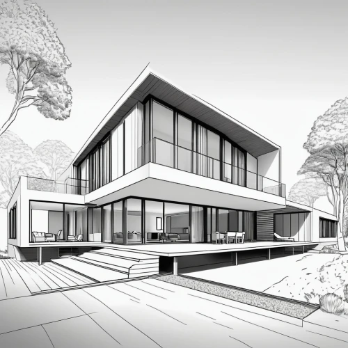 sketchup,revit,3d rendering,renderings,house drawing,modern house,neutra,unbuilt,render,modern architecture,autodesk,archidaily,mies,tonelson,residential house,cantilevers,passivhaus,renders,eichler,dunes house,Illustration,Black and White,Black and White 04