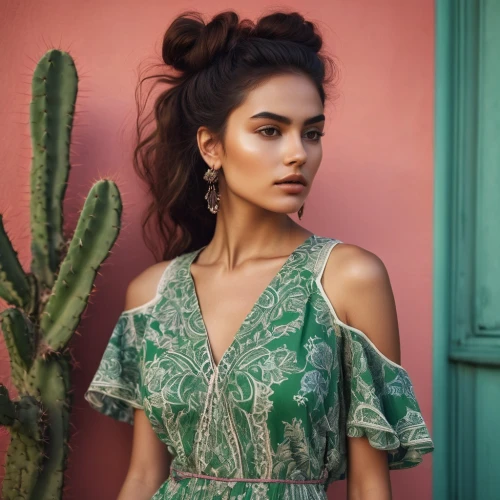 shanina,kahlo,green dress,rosa bonita,vintage floral,mexicana,floral,mexican,botanical print,frida kahlo,lali,in green,desert rose,exotica,exoticism,paloma,tahiliani,tropical greens,colorful floral,mexicanas,Photography,Fashion Photography,Fashion Photography 07