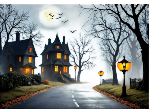 halloween background,halloween scene,the haunted house,halloween illustration,halloween poster,haunted house,night scene,houses clipart,witch's house,halloween wallpaper,halloween night,haunted castle,halloween and horror,halloween frame,houses silhouette,witch house,halloween border,house silhouette,hauntings,halloween,Art,Artistic Painting,Artistic Painting 50
