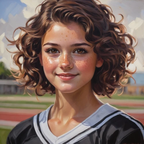 girl portrait,donsky,football player,cheerleader,sports girl,portrait of a girl,young girl,soccer player,jasinski,girl drawing,digital painting,oil painting,girl in t-shirt,marla,oil on canvas,young woman,world digital painting,servite,football coach,oil painting on canvas,Conceptual Art,Fantasy,Fantasy 18