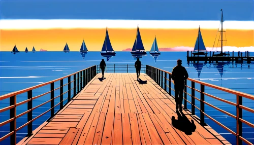 harborwalk,wooden pier,butzer,boardwalk,docks,fishing pier,the pier,boardwalks,sailing blue yellow,waterfronts,princes pier,board walk,kirkland,on the pier,pier,arcachon,sailboats,boat dock,dock,wharf,Illustration,Vector,Vector 01