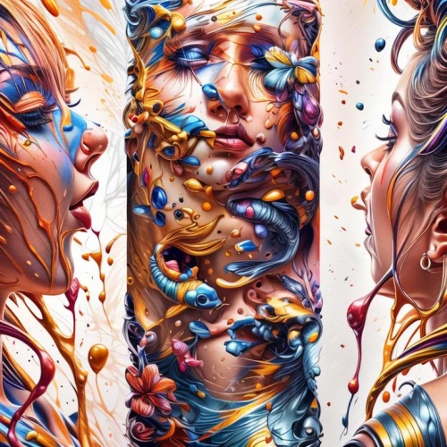 splash paint,swirlgirls,splatters,multicolor faces,wetpaint,bodypainting,bodypaint,kaleidoscope art,splatter,neon body painting,fluidity,polychromed,drips,drippings,paint splatter,cremano,liquified,liquids,splattered,body painting