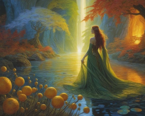 dubbeldam,fantasy picture,thingol,fantasy art,lorien,nasmith,struzan,finrod,glorfindel,celtic woman,silmarillion,yellow garden,hildebrandt,valinor,alfheim,noldor,enchanted,fairytale,margaery,fantasia,Illustration,Realistic Fantasy,Realistic Fantasy 03