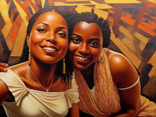 beautiful african american women,oil painting on canvas,african art,afro american girls,oil painting,black couple,oil on canvas,liberians,vandellas,art painting,nubians,colorism,welin,black women,african culture,ledisi,african american woman,two girls,swv,empresses,Illustration,Realistic Fantasy,Realistic Fantasy 21