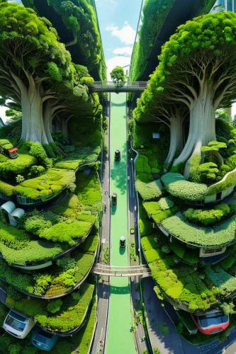 ecotopia,biopiracy,tunnel of plants,garden by the bay,singapore,gardens by the bay,terraformed,roof garden,biospheres,plant tunnel,balcony garden,garden of plants,japan garden,cartoon forest,green garden,ecovillages,terraforming,interlace,roof landscape,topia,Illustration,Japanese style,Japanese Style 20