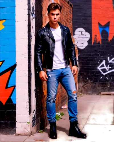 kenickie,greaser,footloose,superhero background,leather boots,videoclip,leather jacket,strut,tracers,graffman,shoreditch,jeans background,mcelderry,video scene,kreese,ponyboy,video clip,kingsland,westwick,brick wall background,Conceptual Art,Graffiti Art,Graffiti Art 09