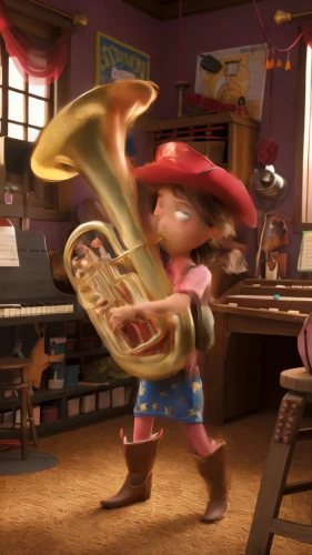 art bard,itinerant musician,drawing trumpet,trumpet player,sfm,tearaway,playing the violin,trumpeter,pirate treasure,crab violinist,plundering,trombone player,mariachis,mariachi,musical paper,trumpet climber,tubist,fanfare horn,sousaphone,3d render