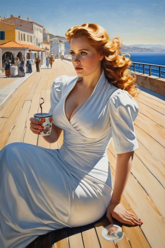 vettriano,woman drinking coffee,photorealist,woman with ice-cream,italian painter,montalbano,donsky,hildebrandt,whitmore,heatherley,currin,pittura,woman at cafe,terrazza,woman eating apple,palizzi,struzan,mediterranee,hyperrealism,woman playing,Conceptual Art,Sci-Fi,Sci-Fi 24