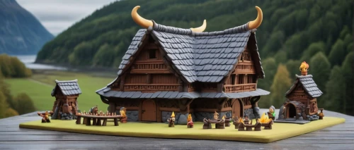 miniature house,fairy house,gingerbread house,travelocity,the gingerbread house,stave church,miniland,elves country,fairy village,alpine village,nativity village,thatch roof,crispy house,3d fantasy,traditional house,mountain settlement,diorama,log cabin,gingerbread houses,nargothrond,Unique,3D,Clay
