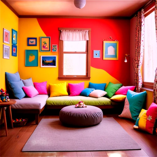 color wall,interior decoration,interior decor,kids room,brighthouse,home interior,livingroom,saturated colors,living room,chaise lounge,habitacion,interior design,great room,contemporary decor,sitting room,colorfully,colorful life,roominess,beanbags,sofa cushions,Illustration,Paper based,Paper Based 26