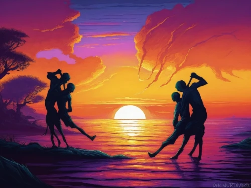 silhouette art,animal silhouettes,mermaid silhouette,dance silhouette,jazz silhouettes,kokopelli,couple silhouette,sunset beach,kupala,kokopo,silhouettes,unicorn background,fantasy picture,cowboy silhouettes,sunset,shadowclan,art silhouette,sunrise beach,cat silhouettes,calypsos,Illustration,Realistic Fantasy,Realistic Fantasy 25